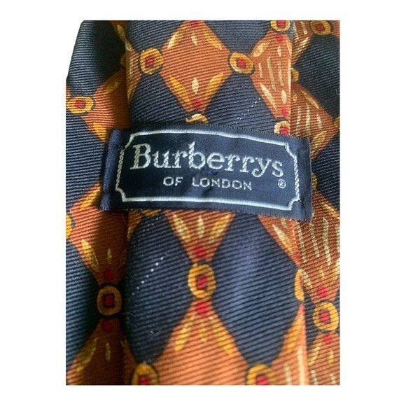 Burberrys of London Tie Men's Blue Geometric 100% Silk Necktie Career Luxury - Picture 4 of 7